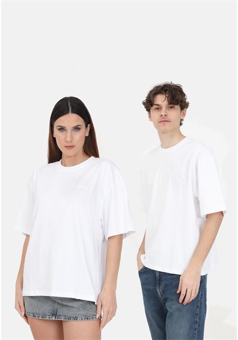 T-shirt bianca uomo donna con logo cucito sul davanti e sul retro GARMENT WORKSHOP | S4GMUATH021001